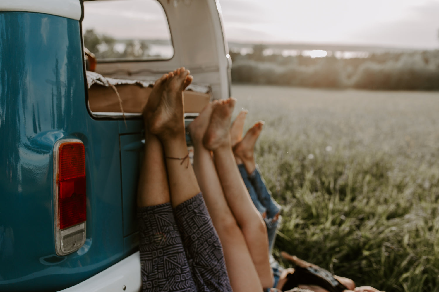 Feet up on the Blueberry Moon van