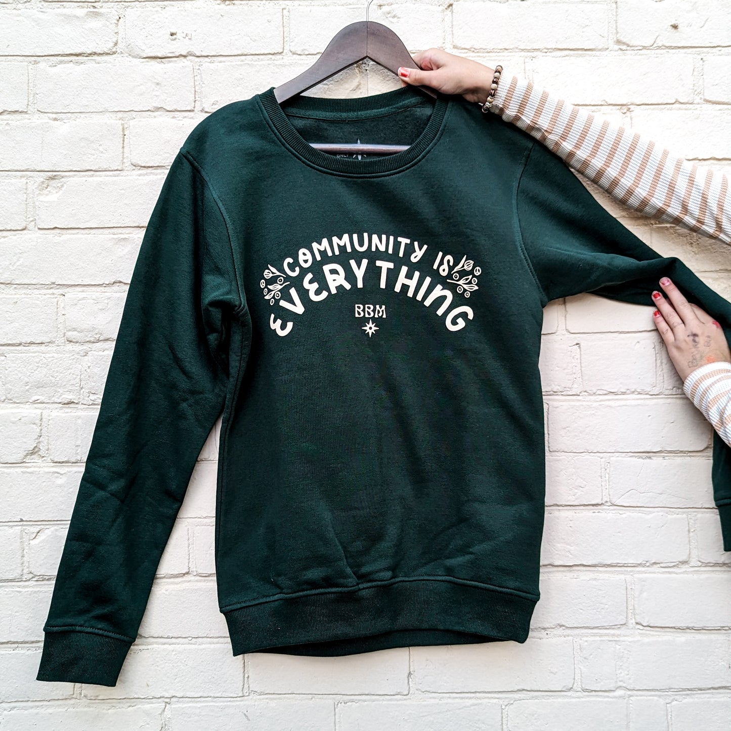 "Community Is Everything" Green Crewneck Sweater