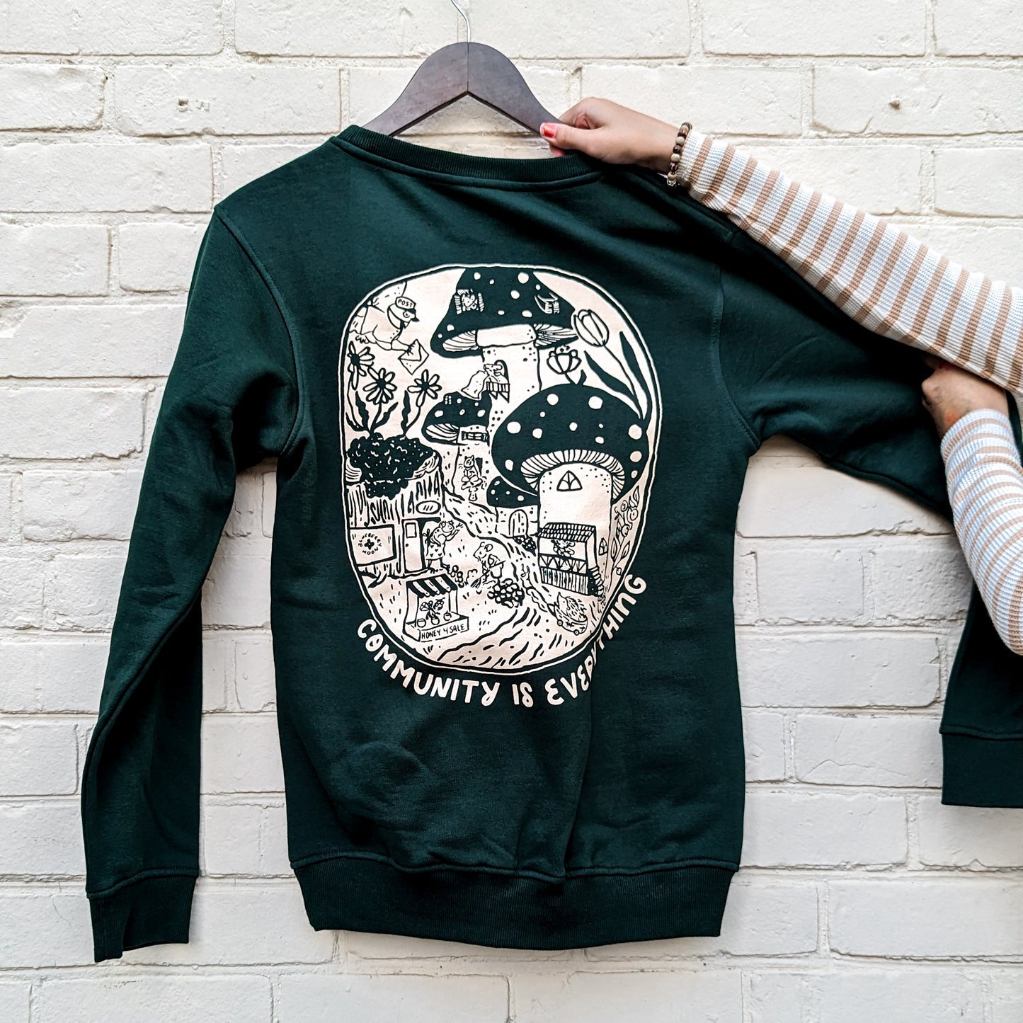 "Community Is Everything" Green Crewneck Sweater