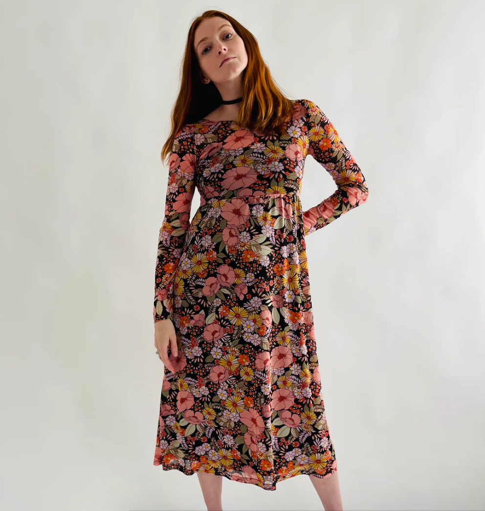 Altar Houseline Megumi Dress in Midnight Moon Floral