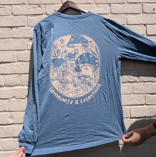 "Community Is Everything" Long Sleeve Shirt - Washed Blue