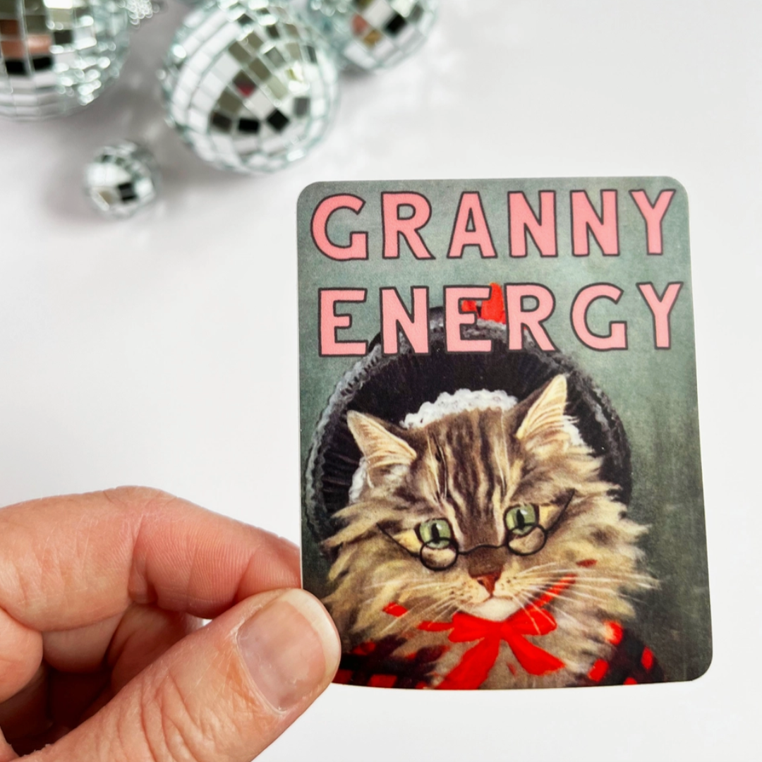 "Granny Energy" Cat Sticker