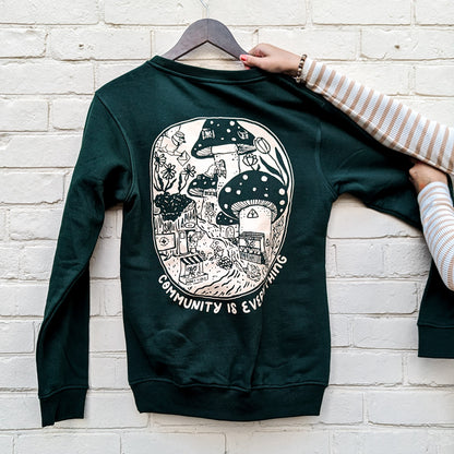 "Community Is Everything" Green Crewneck Sweater
