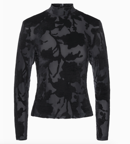Hilary MacMillan - Velvet & Mesh Burnout Mock Turtleneck