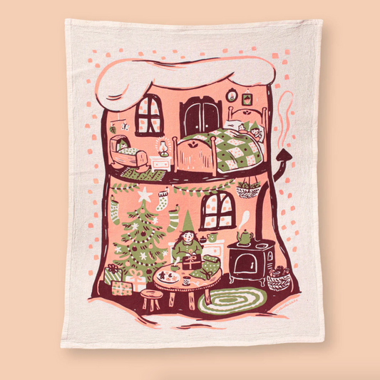 Gnome For The Holidays Tea Towel by Phoebe Wahl