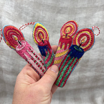 Dropcloth Samplers - Candle Ornaments